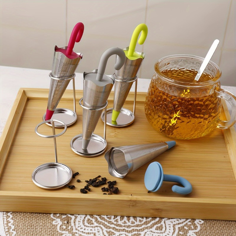 Tea Strainer Mesh - Многоразовый заварочный чайник-зонт с поддоном для