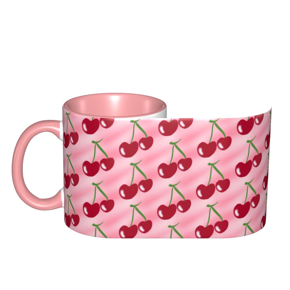 Coffee Tea Green - Кружка с красными вишнями, зелеными стеблями