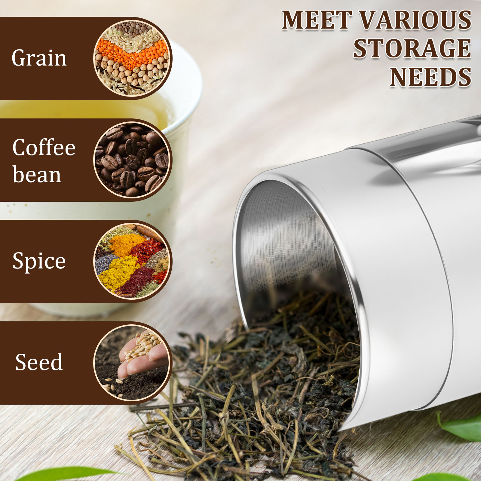 Банки из нержавеющей стали с ч – обзор и цена Coffee Tea Bean Leaf